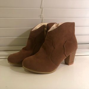 brown suede booties